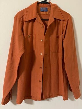 Vintage Pendleton Rust Orange Button-Up Shirt Jacket
